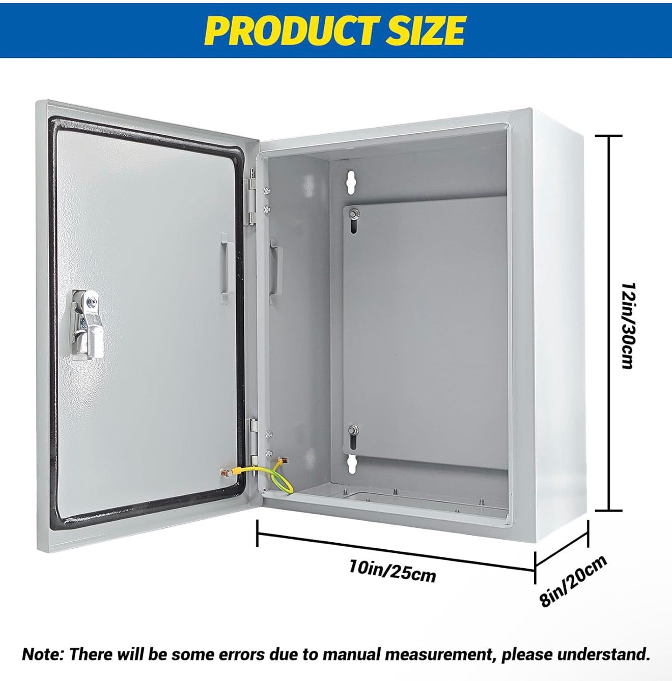 Electrical Box 16 x 12 x 8'' Steel Electrical Junction Box，NEMA 4X Steel Enclosure Box，Indoor&Outdoor Electrical Box Waterproof & Dustproof，Wall Mounted Universal，with Lock & Mounting Plate