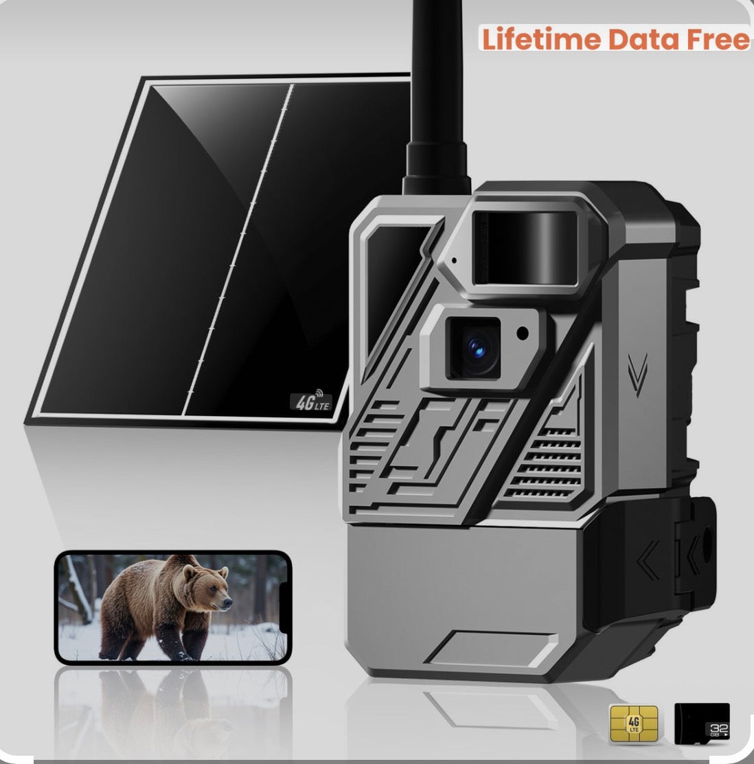 4G LTE Solar-Powered Cellular Ranch & Trail Camera with Lifetime Data